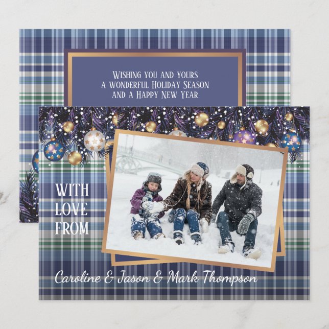 Tarjeta Festiva Temporadas Clásicas de Amor Saludos Púrpura Azul P (Anverso / Reverso)