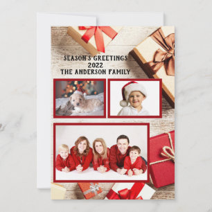 Tarjeta Festiva Temporadas de fotos Saludos Paquetes de Regalo Roj
