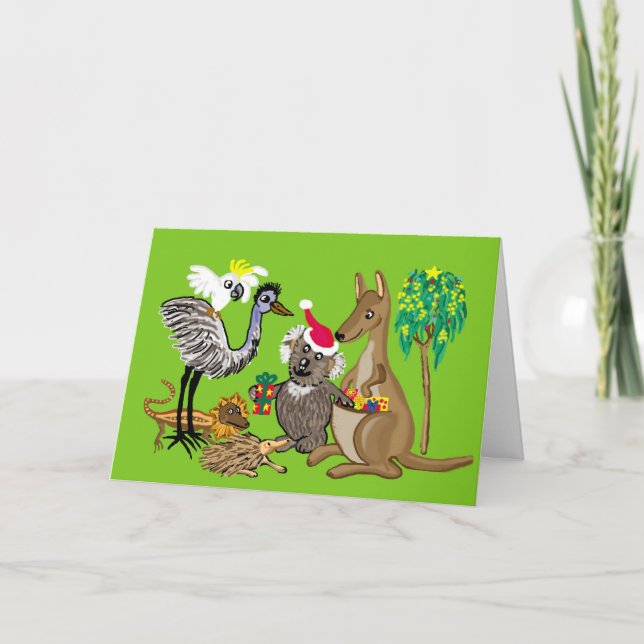 Tarjeta Festiva Ten a los beary Navidades de Ozzie (Anverso)