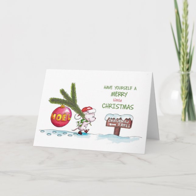Tarjeta Festiva Ten a ti mismo unos buenos Navidades - dibujados a (Anverso)