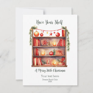 Tarjeta Festiva Ten Tu Estante Un Pequeño Navidad.