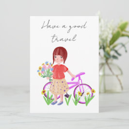 Tarjeta Festiva Ten un buen viaje, postal. chica personalizado con