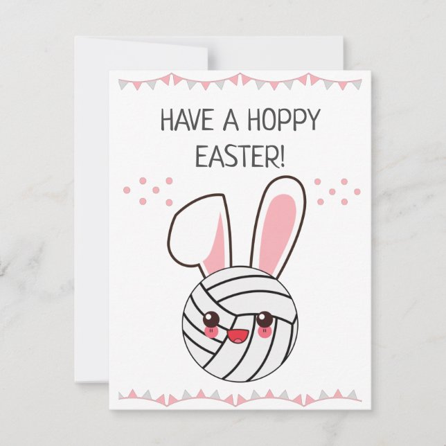 Tarjeta Festiva Ten un conejito de voleibol de pascua Kawaii (Anverso)