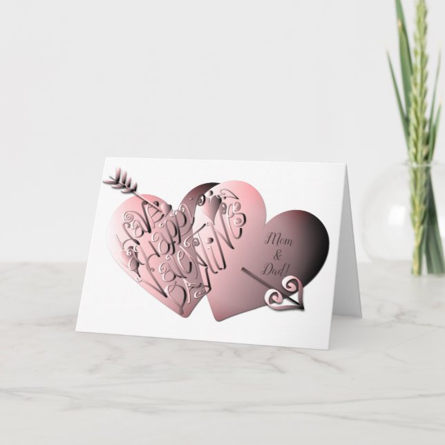 Tarjeta Festiva "Ten un feliz Día de San Valentín" Corazones escri (Anverso)