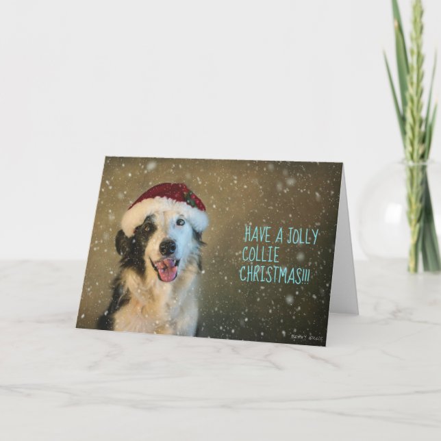 Tarjeta Festiva Ten una alegre collie Cristmas (Anverso)
