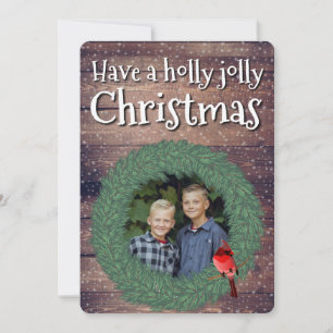 Tarjeta Festiva Ten una corona de fotos de los Navidades de Holly