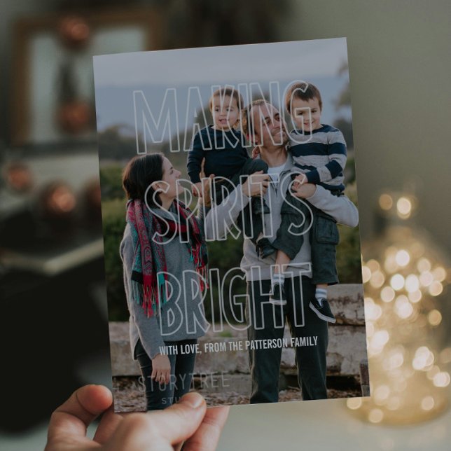 Tarjeta Festiva Tendencias para Alegrar las Fiestas Navideñas (Trendy Making Spirits Bright Holiday Photo Card)
