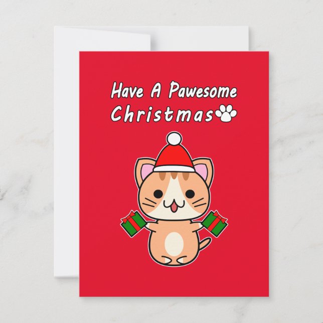 Tarjeta Festiva Tener Navidades Impresionantes - Ginger Tabby Cat (Anverso)