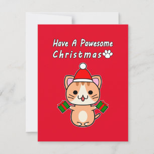 Tarjeta Festiva Tener Navidades Impresionantes - Ginger Tabby Cat
