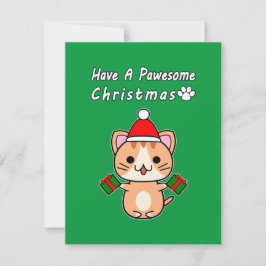 Tarjeta Festiva Tener Navidades Impresionantes - Ginger Tabby Cat