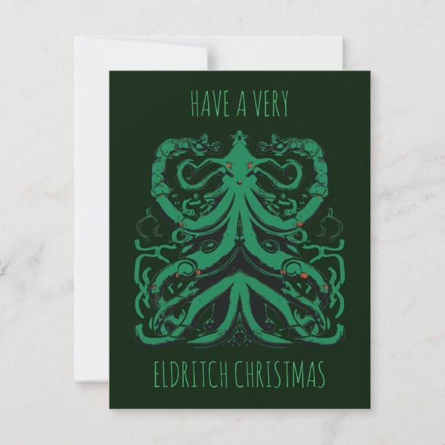 Tarjeta Festiva Tener Navidades muy eldritch (Anverso)