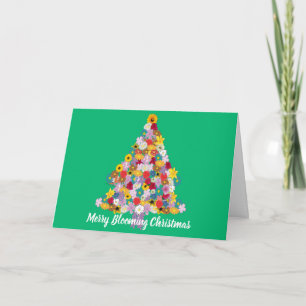Tarjeta Festiva Tener un árbol floral de Navidades en flor de mora