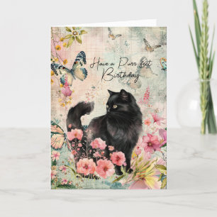 Tarjeta Festiva Tener un gato negro de cumpleaños puro