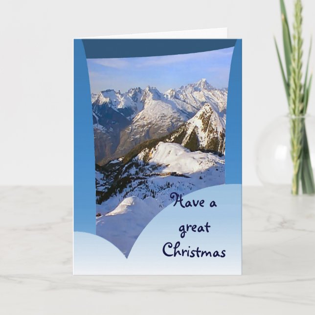 Tarjeta Festiva Tenga gran navidad, montañas francesas (Anverso)