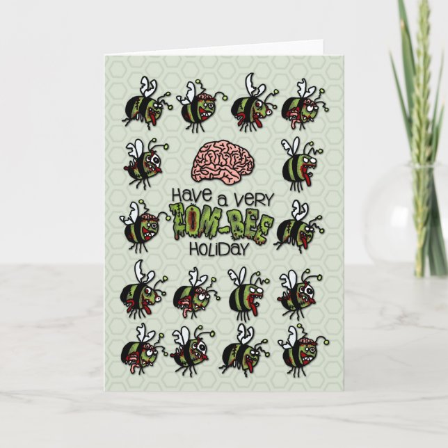 Tarjeta Festiva Tenga mismo un día de fiesta de la Zom-Abeja (Anverso)