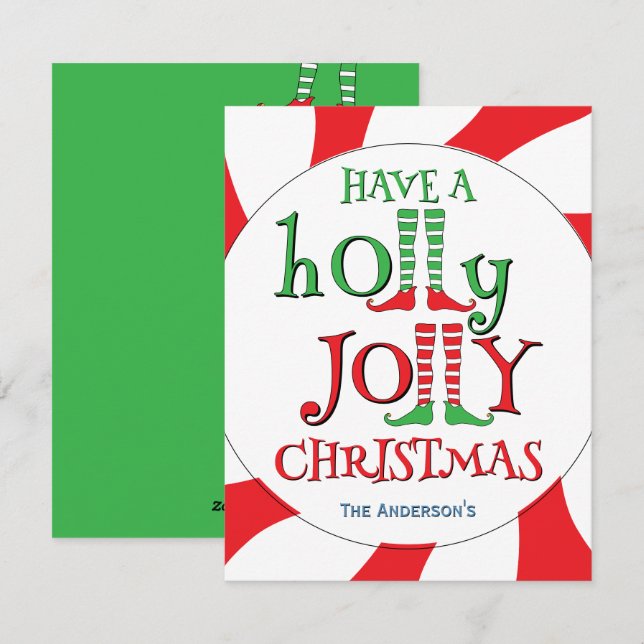 Tarjeta Festiva Tenga un duende de remolino de menta navideño aleg (Anverso / Reverso)