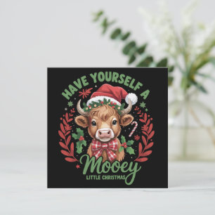 Tarjeta Festiva Tenga un pequeño Xmas Mooey vaca de las Highlands
