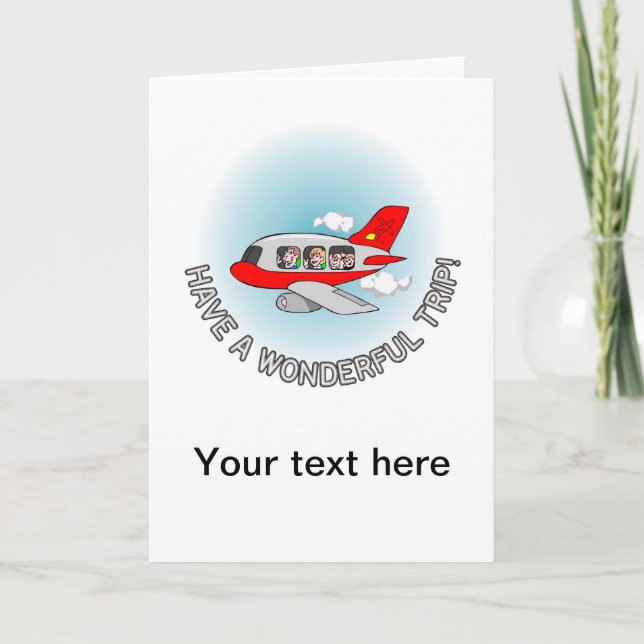 Tarjeta Festiva ¡Tenga un viaje maravilloso! Aeroplano con los (Anverso)