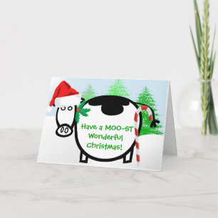 Tarjeta Festiva ¡Tengan un MOO-ST Navidades maravillosos! - -