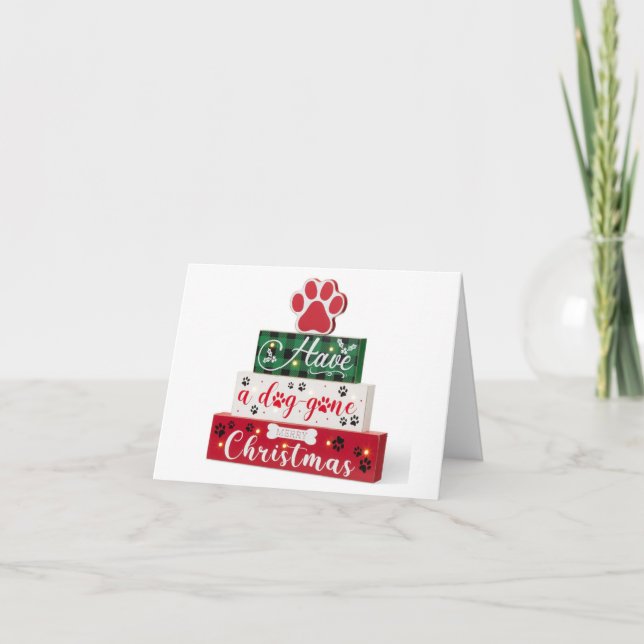 TARJETA FESTIVA TENGAN UN "PERRO SE FELIZ FESTIVIDAD" (Anverso)