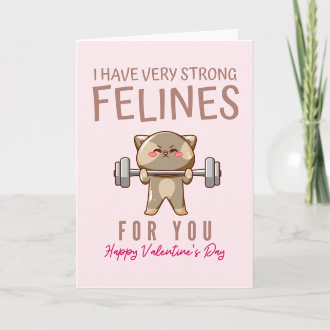 Tarjeta Festiva Tengo Fuertes Felines Para Ti Día de San Valentín  (Anverso)