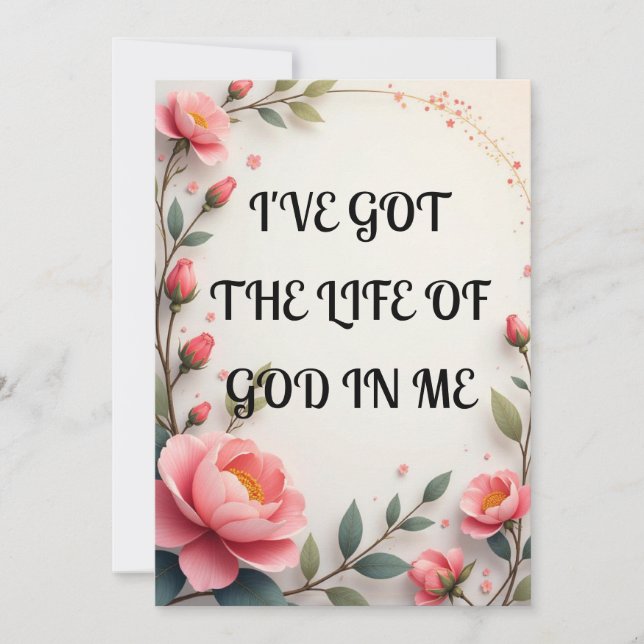 Tarjeta Festiva Tengo la vida de Dios en mí (Anverso)