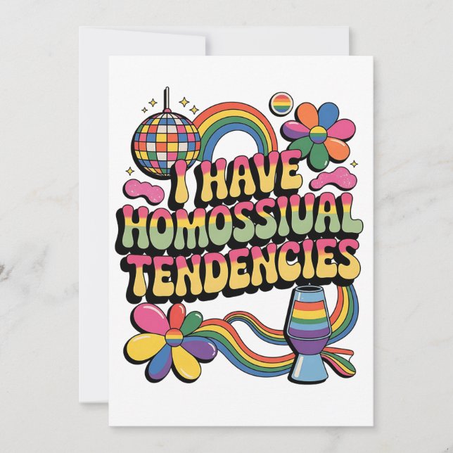 Tarjeta Festiva Tengo Tendencias Homosexuales Mes del Orgullo LGBT (Anverso)