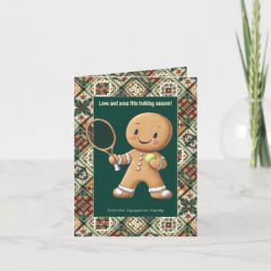 Tarjeta Festiva Tenis de pan de jengibre Grand Slam 🎾 texto 🎄 pe
