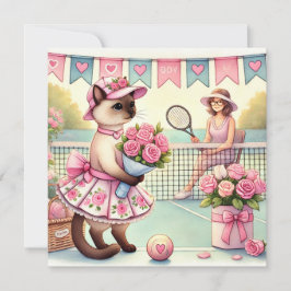 Tarjeta Festiva Tenis Día de la Madre para Amantes de los Gatos