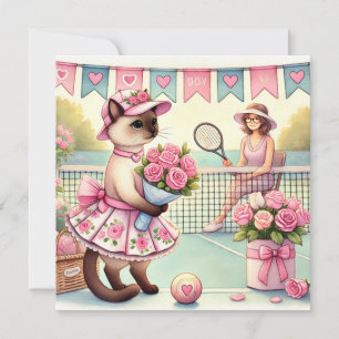 Tarjeta Festiva Tenis Día de la Madre para Amantes de los Gatos