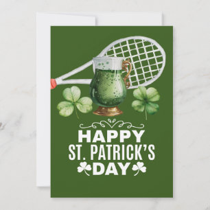 Tarjeta Festiva Tenis Día de San Patricio para tenista