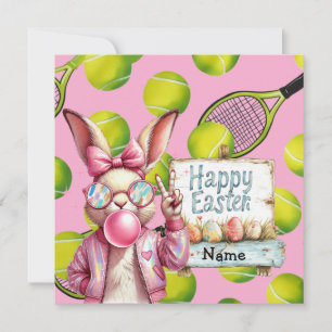 Tarjeta Festiva Tenis feliz Pascua para jugador de tenis