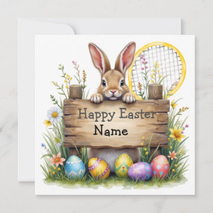 Tarjeta Festiva Tenis feliz Pascua para jugador de tenis