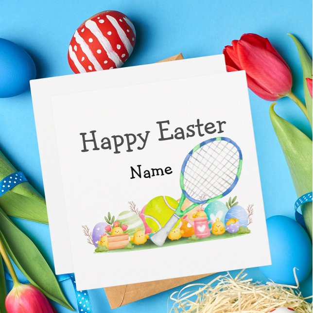 Tarjeta Festiva Tenis feliz Pascua para jugador de tenis (Subido por el creador)