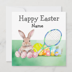 Tarjeta Festiva Tenis feliz Pascua para jugador de tenis
