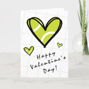 Tarjeta Festiva Tenis Hearts & Net El día de San Valentín Entrenad