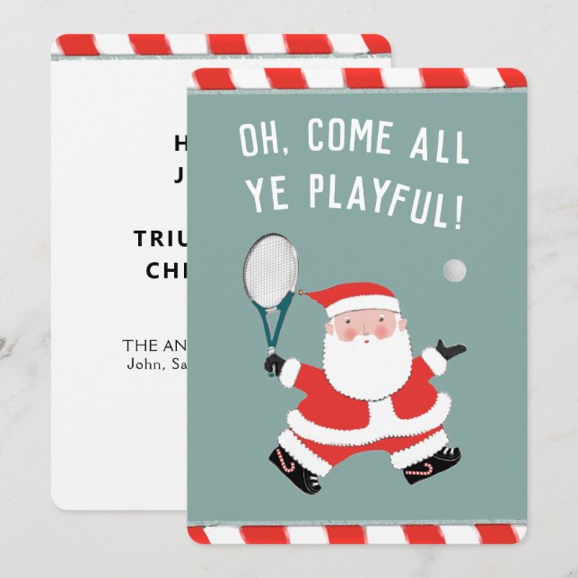 Tarjeta Festiva Tenis Navidades divertidos (Anverso / Reverso)