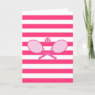 Tarjeta Festiva Tenis rosa Preppy