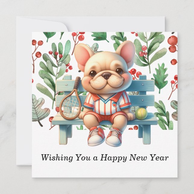 Tarjeta Festiva Tenis te desea un feliz año nuevo (Anverso)