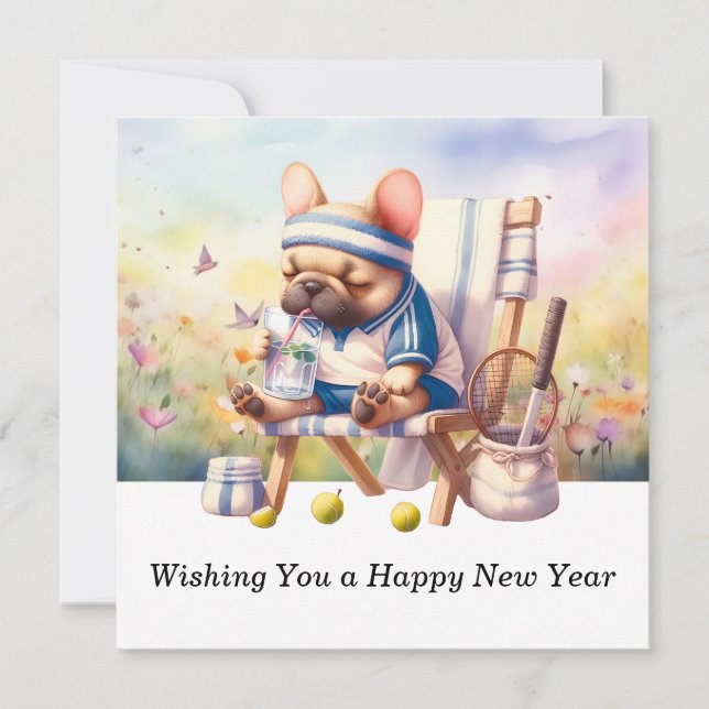 Tarjeta Festiva Tenis te desea un feliz año nuevo (Anverso)