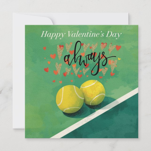 Tarjeta Festiva Tennis ball with  LOVE on blue court (Anverso)