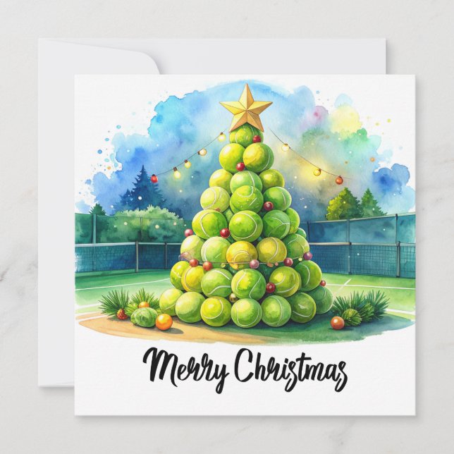 Tarjeta Festiva Tennis Christmas  Festive Ball Christmas Ball  (Anverso)