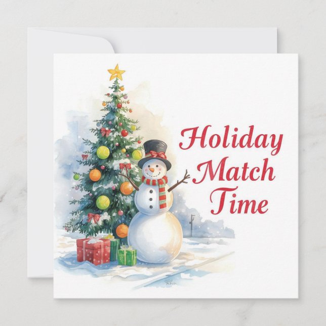 Tarjeta Festiva Tennis Christmas  Festive Snowman  (Anverso)