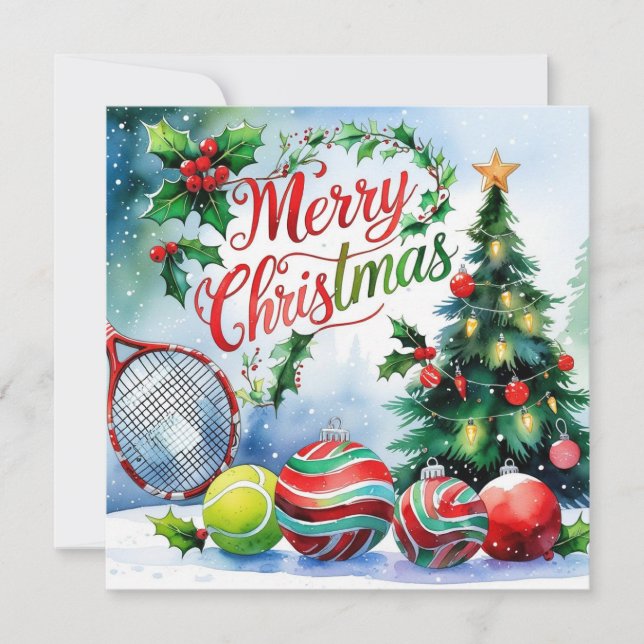 Tarjeta Festiva Tennis Christmas Themed for Player  (Anverso)