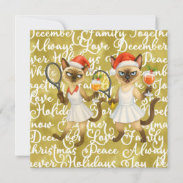 Tarjeta Festiva Tennis Christmas themed for player who loves cat