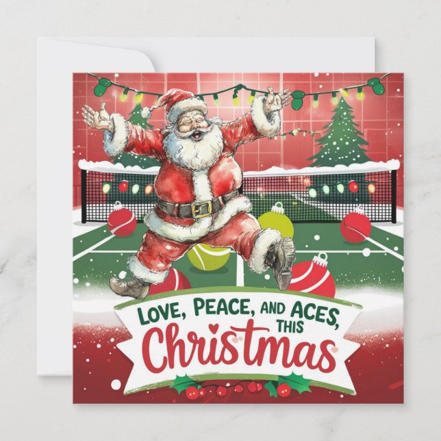 Tarjeta Festiva Tennis Christmas with Sabta and tennis ball  (Anverso)