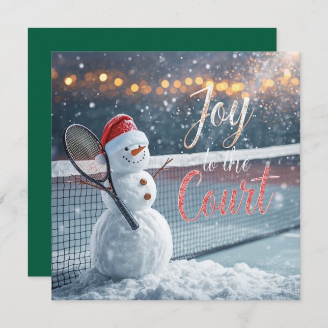 Tarjeta Festiva Tennis Christmas With Snowman  Festive Holiday  (Anverso / Reverso)