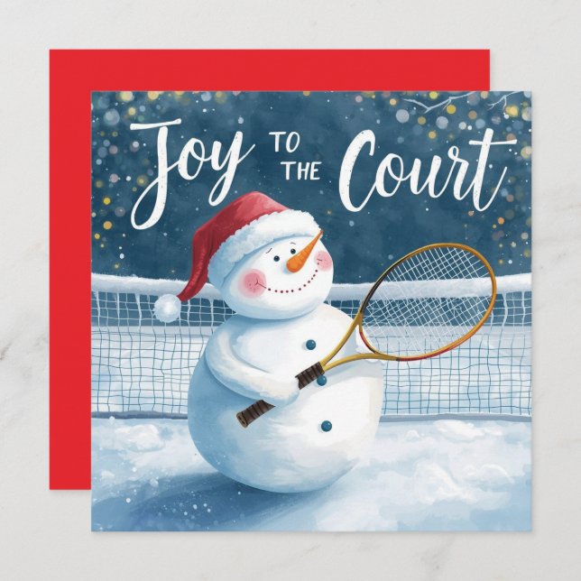 Tarjeta Festiva Tennis Christmas With Snowman  Festive Holiday  (Anverso / Reverso)