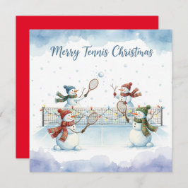 Tarjeta Festiva Tennis Christmas With Snowman  Festive Holiday 