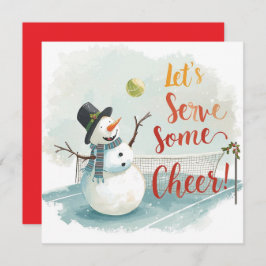 Tarjeta Festiva Tennis Christmas With Snowman  Festive Holiday 